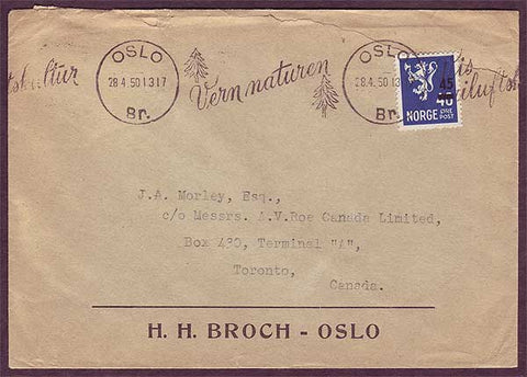 NO5052PH Norway,    Business mail to Canada 1950