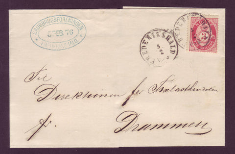 NO5053 Norway 3sk Domestic Folded Business Letter - 1876