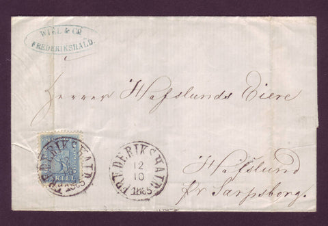 NO5054 Norway 4sk Domestic Folded Business Letter - 1865