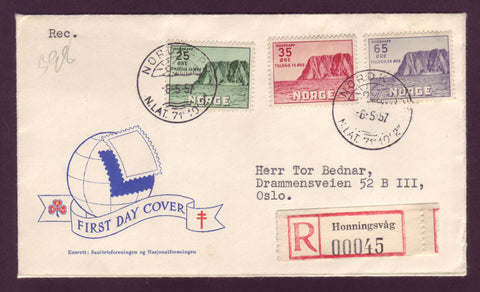 NO6007 Norway Scott # 559-61 FDC, North Cape - 1957