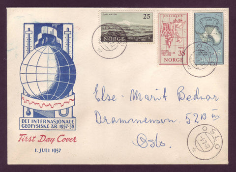 NO6008 Norway Scott # 355-57 FDC, International Geophysical Year 1957-58