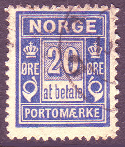 NOJ05a5 Norway Scott # J5a used, Postage Due ''at betala'' 1899