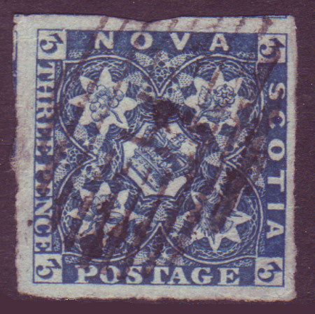 NS025.3      Nova Scotia # 3 dark blue VF Used