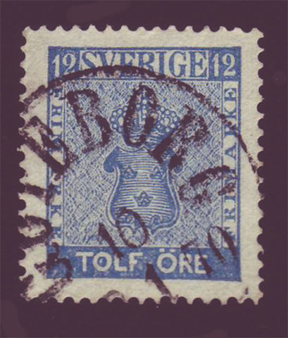 SW00085PE Sweden # 8 VF Used Blue, Coat of Arms 1869