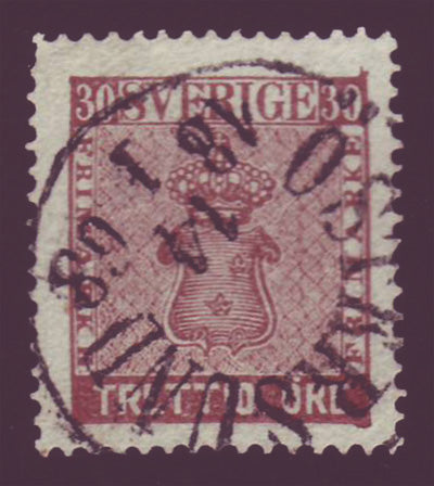 SW00085PE Sweden # 11 F-VF Used Brown, Coat of Arms 1869