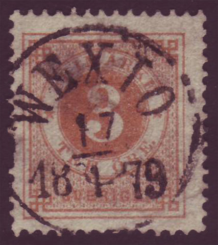 SW00285 Sweden Stamp # 28 VF used, Ring Issue 1877-79