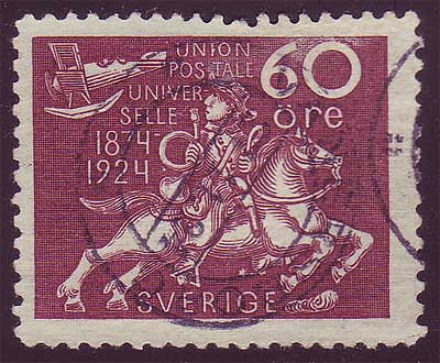SW02235PE Sweden Scott # 223 F-VF. 1924 Universal Postal Union