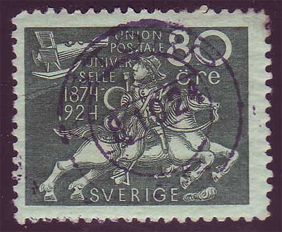 SW02245PE Sweden Scott # 224 F-VF. 1924 Universal Postal Union