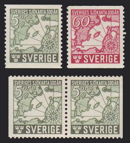 SW0348-501 Sweden       Scott # 348-50 VF MNH**  1944