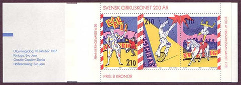SW1656a1 Sweden booklet MNH,  The Circus in Sweden 1987