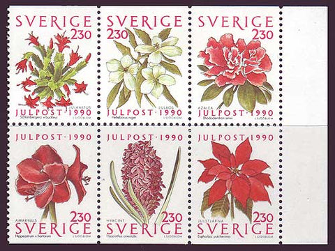 SW1855a Sweden booklet MNH,  Christmas Flowers 1990