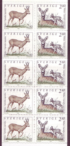SW1921b Sweden booklet MNH,           Wild Animals I - 1991