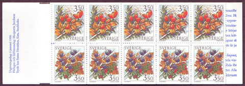 SW2162a Sweden booklet MNH,       Winter Berries - 1996