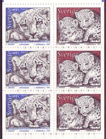 SW2222a Sweden booklet MNH,        Wild Animals - Snow Panthers - 1997