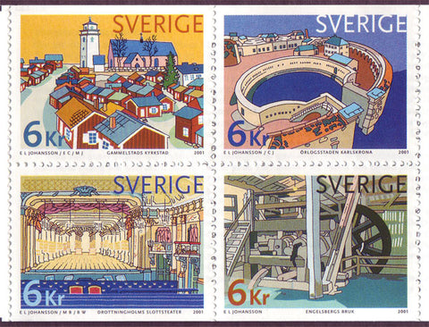 SW2406 Sweden booklet pane MNH,      Swedish World Heritage Sites - 2001
