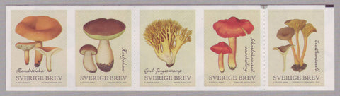 SW2761 Scott # 2761 booklet pane of 5 stamps, Mushrooms - 2015