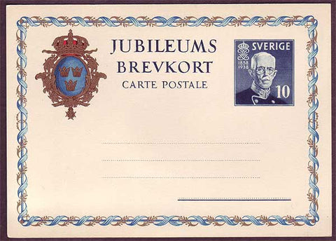 SW5031 Sweden Gustaf V Jubilee postcard unused