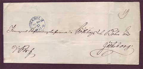 SW5034PH Sweden  Stampless cover 1852