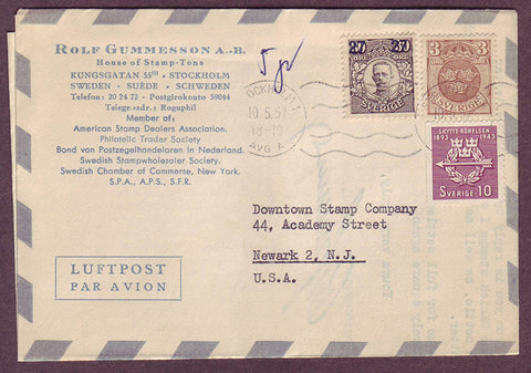 SW5055PH (2) Sweden Folded Airmail Letter to USA - 1957