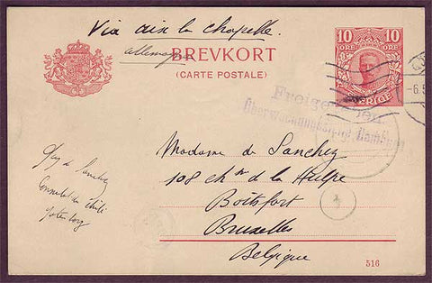 SW5055PH Sweden  Post card to Belgium via Germany