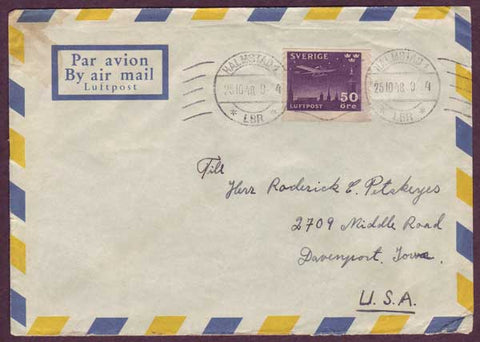 SW5081PH Sweden  Airmail letter to USA 1948