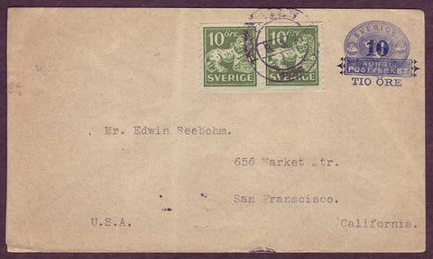 SW5094PH Sweden  Postal Stationery envelope to USA