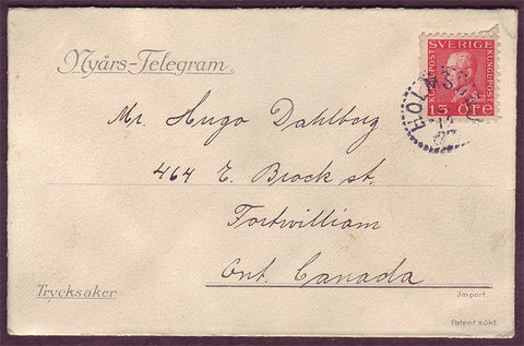 SW5138PH Sweden  Fancy Happy New Year ''Telegram'' ca. 1928