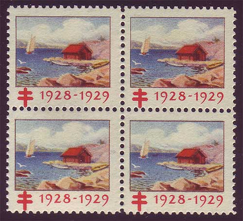 SW8028 Sweden Christmas seal 1928, block of 4 MNH