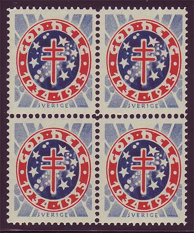 SW8034  Sweden Christmas seal 1934, block of 4 MNH