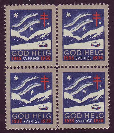 SW8035  Sweden Christmas seal 1935, block of 4 MNH