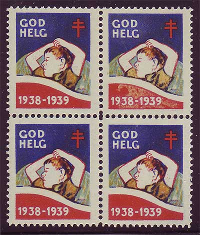 SW8038  Sweden Christmas seal 1938, block of 4 MNH