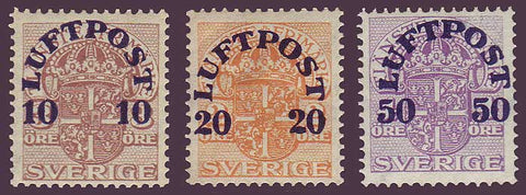 SWC1-31PE Sweden Scott # C1-3 VF MNH**, First Airmail Issue - 1920