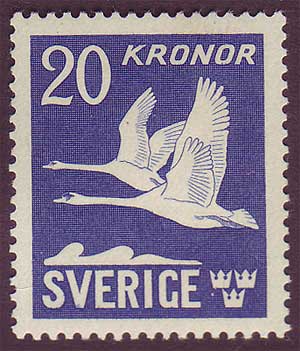 SWC8c2 Sweden Scott # C8c VF MH,  Flying Swans 1942-53