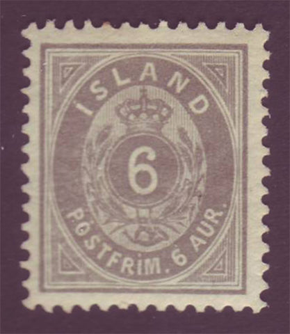 IC0025 Iceland Scott # 25, 6a Ring stamp VF MH - 1897