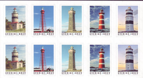 SW2905 Sweden Booklet Pane of Lighthouses  - 2018